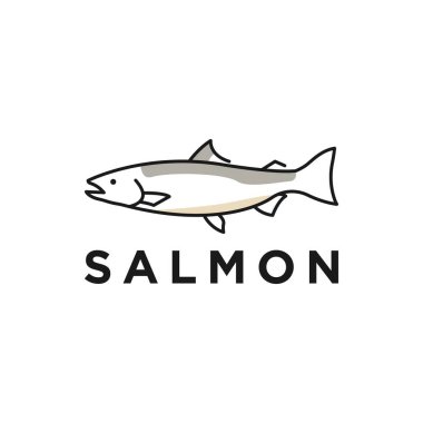 somon balığı logosu etiket vektörü
