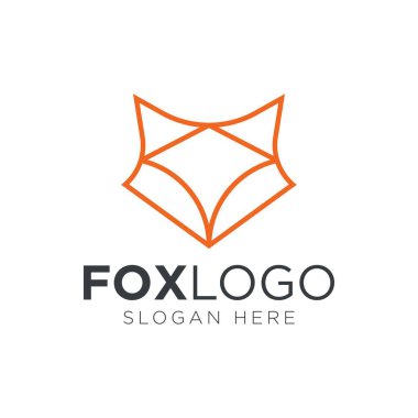 Tilki başı ana hatları vektör logo illüstrasyon tasarımı