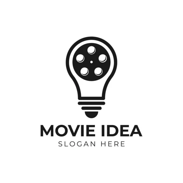 Lampadina Creativa Film Film Video Cinema Produzione Logo Design — Vettoriale Stock