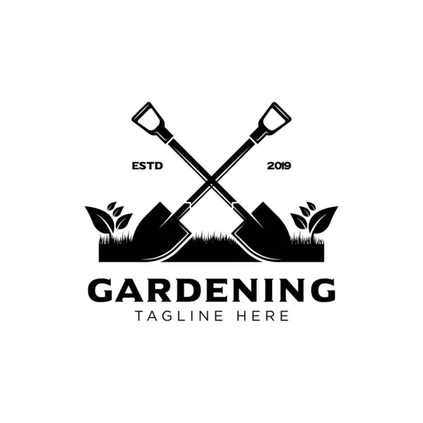 Serviço Jardinagem Vetor Redondo Emblema Com —  Vetores de Stock