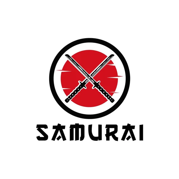 Samuraj Svärd Ikon Med Månen Logotyp Design Vektor Illustration — Stock vektor