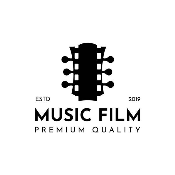 Gitar, film şeritleri, film müziği logosu tasarımı ilham verici.