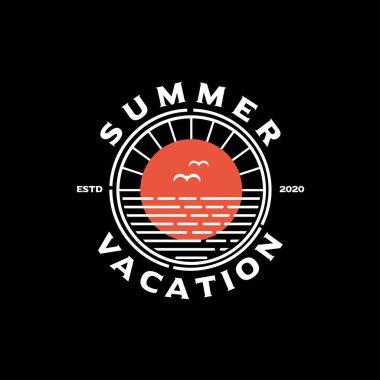 Plaj Sörf Logosu Tasarımı İçin Retro Hippi Damgası