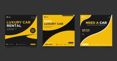 Sosyal medya afişi için kiralık araba gönderme şablonu