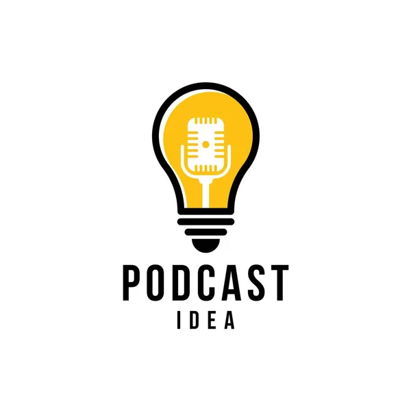 Podcast Idee Glühbirne Logo Symbol Design Vektor — Stockvektor