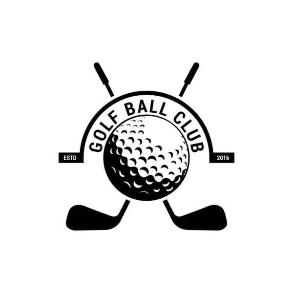 Golf Club Logo Badge Icoon Met Gekruiste Golfclubs Bal Tee — Stockvector