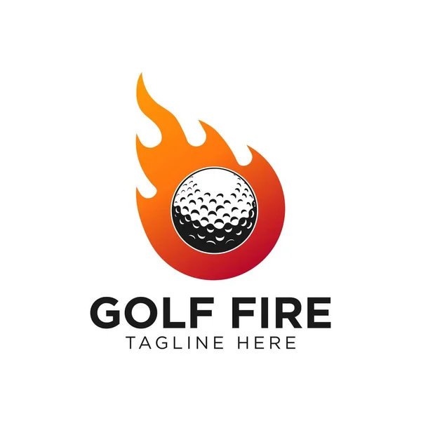 Diseño Plantilla Del Logotipo Del Fuego Bola Golf Vector Emblema — Archivo Imágenes Vectoriales