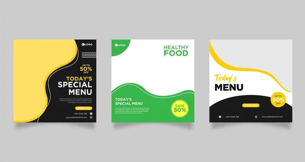 Food Menu Banner Πρότυπο Social Media Post Πρότυπο — Διανυσματικό Αρχείο