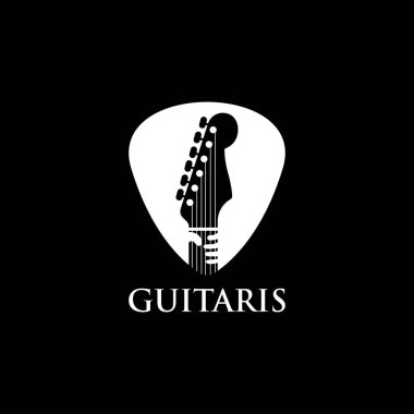 Plectrum ve Hand Logo tasarım vektörü içinde modern Gitar