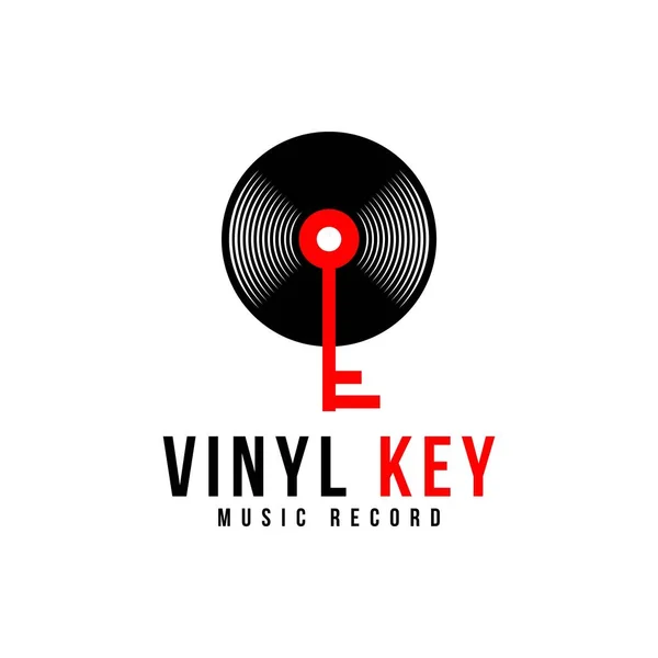 Konstrukcja Płyty Winylowej Logo Key Music — Wektor stockowy