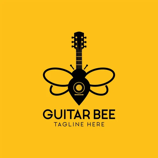 Guitar Bee Logo Concept Design Inspiração — Vetor de Stock