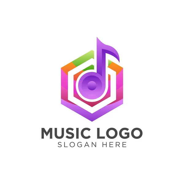 Géométrique Coloré Note Musique Logo Conception Concept — Image vectorielle