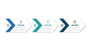 3 process infographic arrows design template. Planning, Marketing and Business presentation. Vector illustration.