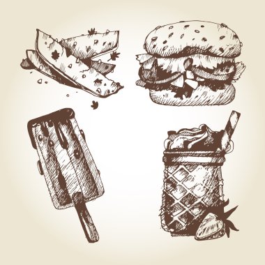 çizilmiş fast food teslim