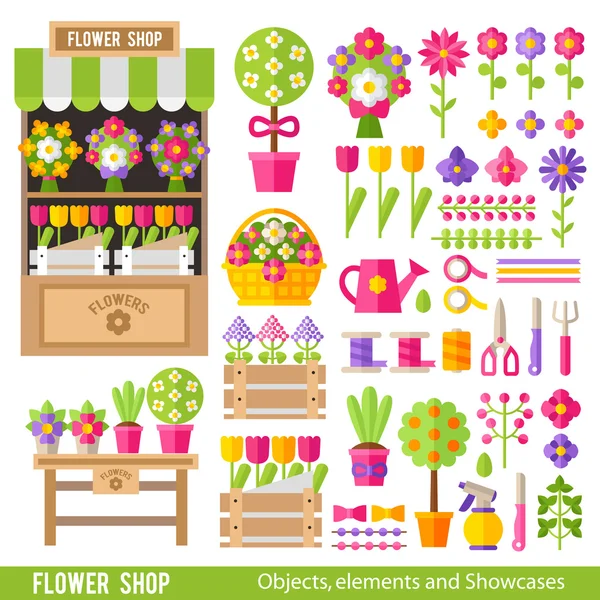 Flowers and florist tools — Stock Vector