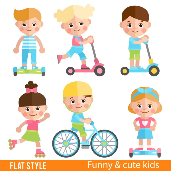 Set of Cute children sports ride — Stock Vector