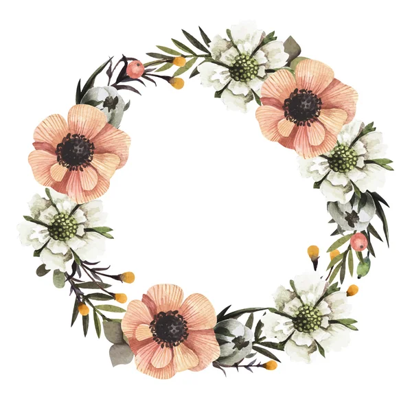 Couronne florale dans le style vintage — Image vectorielle