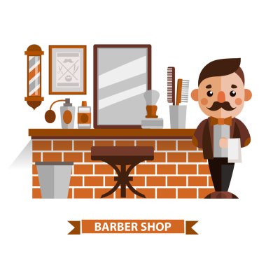 salon de berber. düz tasarım.
