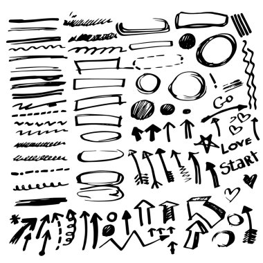Set of vector hand drawn correction elements. clipart