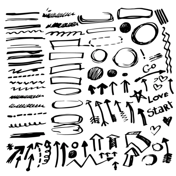 Set of vector hand drawn correction elements. — Stock Vector