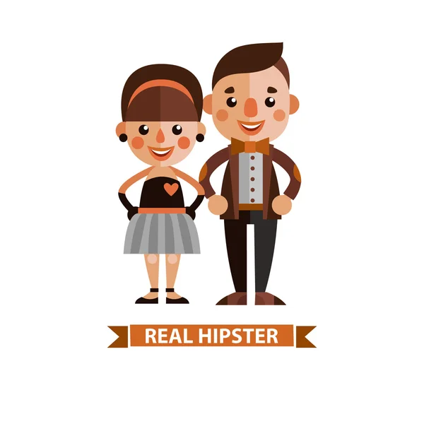 Beautiful girl and the guy dressed stylishly. Flat design. — Stock Vector