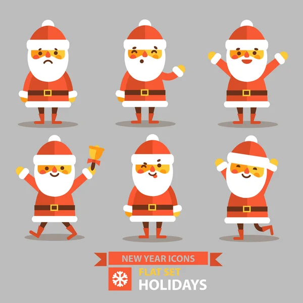 Juego de Navidad - Santa Claus diferentes poses y diferentes emociones. — Vector de stock