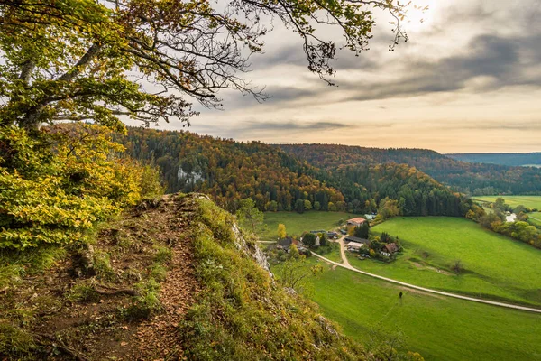 Fantastisk Höstvandring Den Vackra Donaudalen Vid Beurons Kloster Med Vacker — Stockfoto