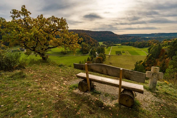 Осенью Красивой Дунайской Долине Районе Зигмари Открывается Вид Реку Люген — стоковое фото