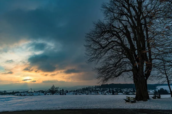 Fantástico Paisaje Invernal Cubierto Nieve Cerca Heiligenberg Lago Constanza Mirador — Foto de Stock