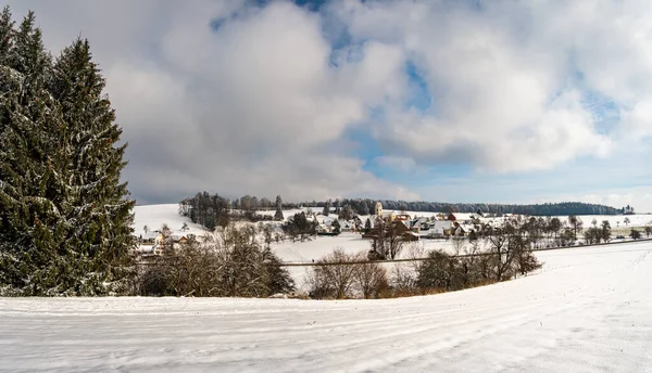 Φανταστικό Χιονισμένο Τοπίο Χειμώνα Κοντά Heiligenberg Στη Λίμνη Constance Για — Φωτογραφία Αρχείου