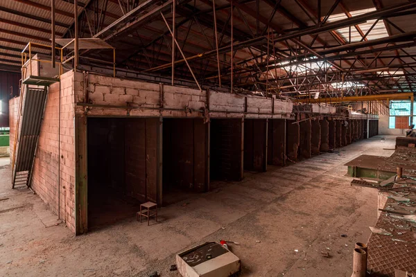 Creepy abandoned industry area with natural decay so-called lost place a decayed factory hall