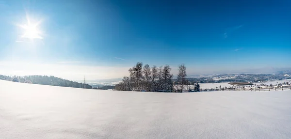 Fantastyczna Wycieczka Rakietach Śnieżnych Zimowej Krainie Czarów Nad Jeziorem Gehrenberg — Zdjęcie stockowe