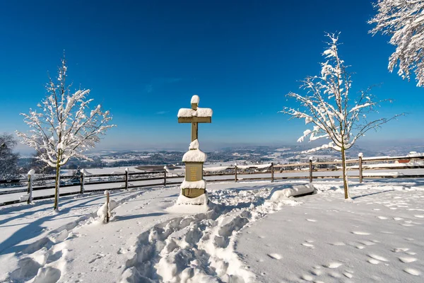 Fantastique Randonnée Raquettes Dans Pays Des Merveilles Hivernales Gehrenberg Près — Photo