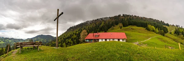 Beautiful Mountain Hike Alpenfreiheit Premium Trail Oberstaufen Steibis Imberg Nagelfluhkette — Stock Photo, Image