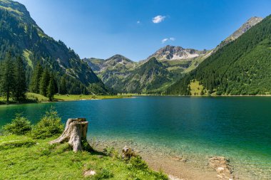 Huzurlu bir göl manzarası Tannheimer Vadisi 'nin el değmemiş dağ göllerini, berrak gökyüzü ve yemyeşil alanların altında huzur ve merak uyandıran nefes kesici güzelliğini yakalıyor.