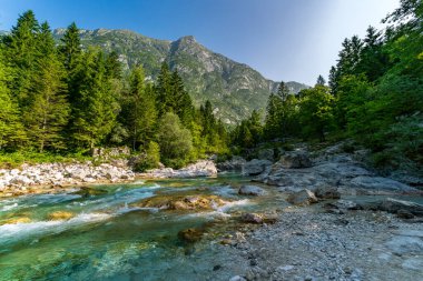 Bereketli ormanlarda sakin bir yürüyüş, berrak gökyüzünün altındaki yüksek dağlarla çevrelenmiş kayalık arazide akan canlı zümrüt sularını ortaya çıkarır.