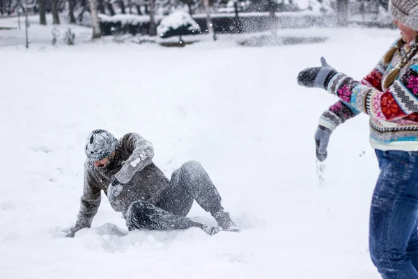 雪だるまの格闘 ストックフォト