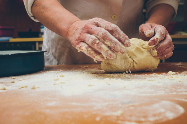 Making homemade bread. Retro colors