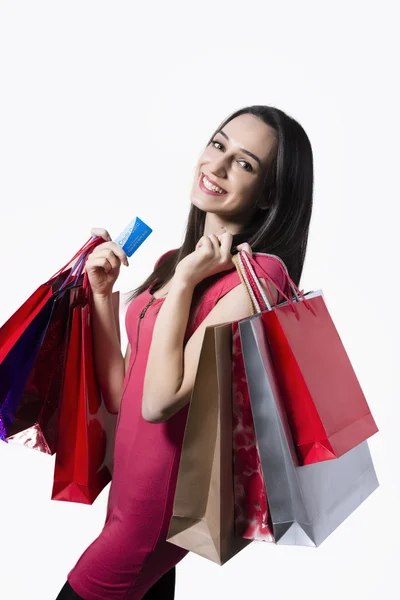 Mujer con bolsas de compras. —  Fotos de Stock