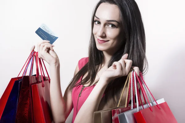 Mujer con bolsas de compras. —  Fotos de Stock