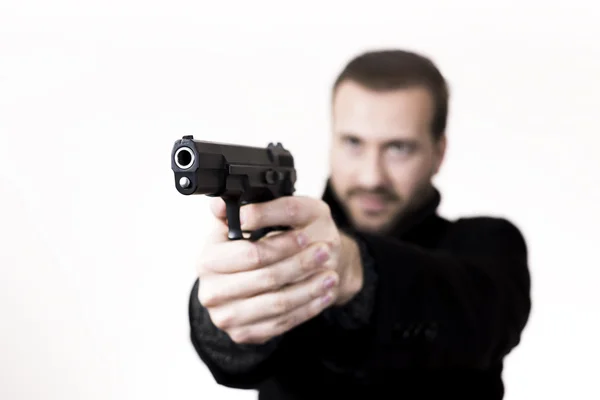 Pistoleros apuntando con una pistola — Foto de Stock