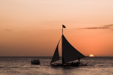 Boracay Adası Filipinler tekneler.