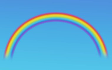 Gökkuşağı mavi bir arkaplanda.