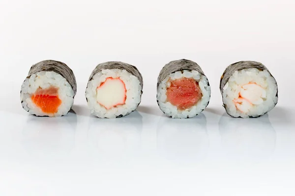 白种人Ebi Maki Kani Maki Sake Maki Maguro Maki — 图库照片