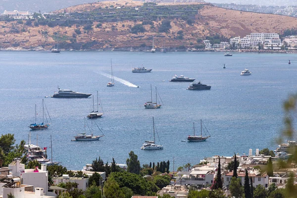 Mugla Turquía Agosto 2021 Barcos Yatches Bahía Bodrum Mugla Turquía — Foto de Stock