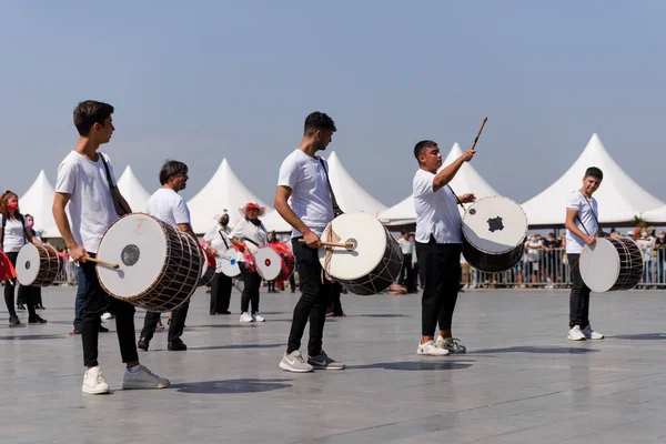 Izmir Türkei September 2021 Junge Trommler Spielen Tag Der Freiheit — Stockfoto