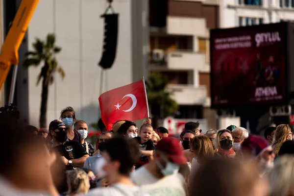 Izmir Türkei September 2021 Menschen Schwenken Tag Der Freiheit Izmir — Stockfoto