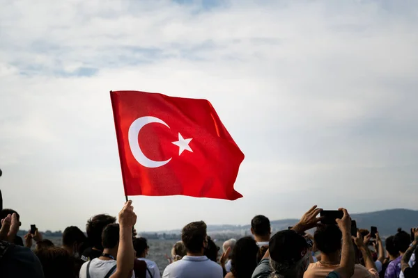 Izmir Turquia Setembro 2021 Dia Liberdade Izmir Pessoas Têm Bandeiras — Fotografia de Stock