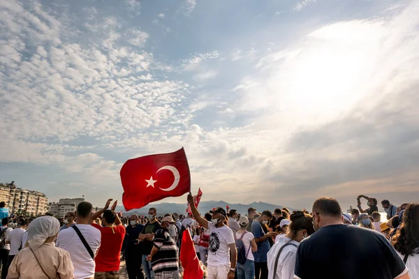 Izmir Turkiet September 2021 Liberty Day Izmir Människor Har Turkiska — Stockfoto