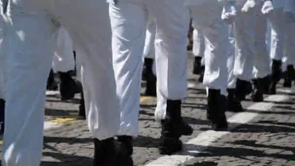 Измир Турция Августа 2021 Года Военнослужащие Вмс Турции Белой Форме — стоковое видео